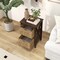 Costway 1/2 PCS 2-Tier Nightstand with 2 Seagrass Baskets Rubber Wood X-Shaped Frames 2 Drawers